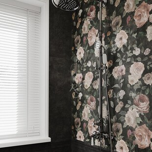 法式卫生间浪漫风墙纸黑色玫瑰自粘浴室防水防潮厕所贴纸厨房瓷砖