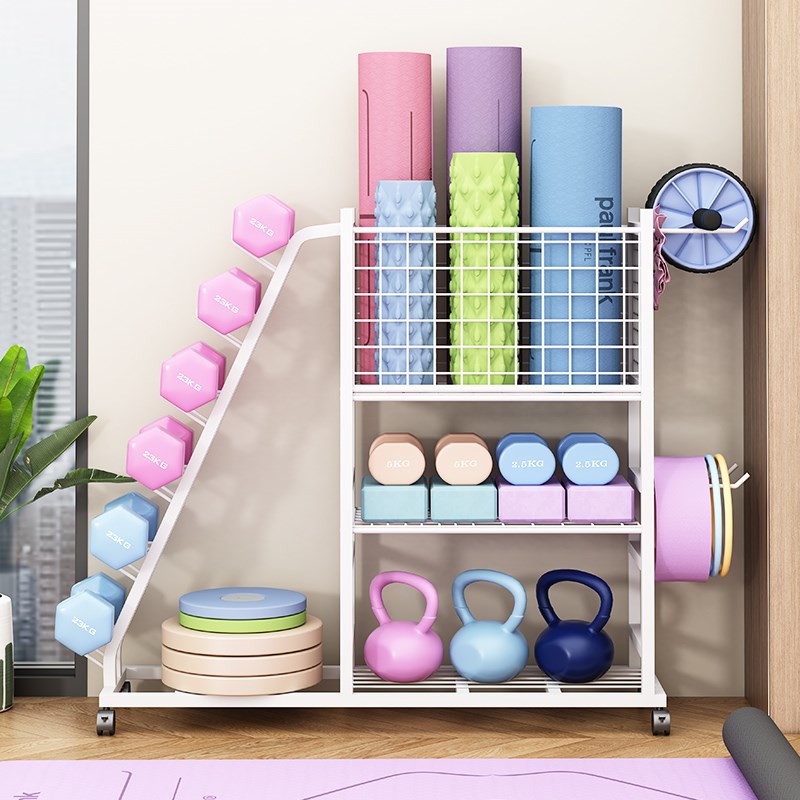 瑜伽垫收a纳筐运动器械健身器材收纳架小推车置物架羽毛球带轮家