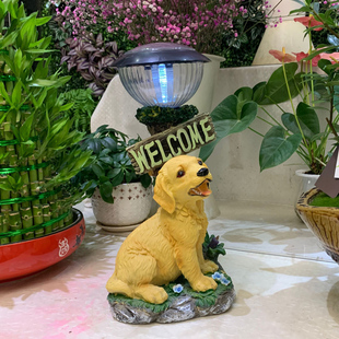 仿真动物小狗太阳能灯装饰灯欢迎牌户外庭院花园阳台门牌创意摆件