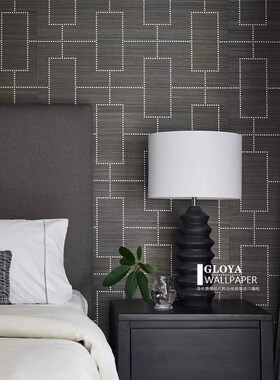 比利时轻奢灰色简约方格子墙纸卧室客厅环保墙布定制背景墙壁纸