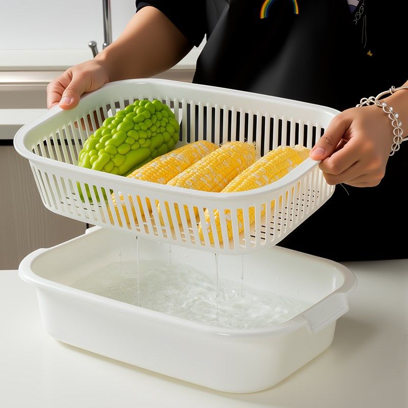 长方形大号洗菜盆双层果蔬沥水篮商用塑料隔水篮碗筷滤水筐漏网筛,餐饮具,洗菜盆/沥水篮/漏水筛,淘宝优惠券,粉丝福利购,淘宝优惠卷