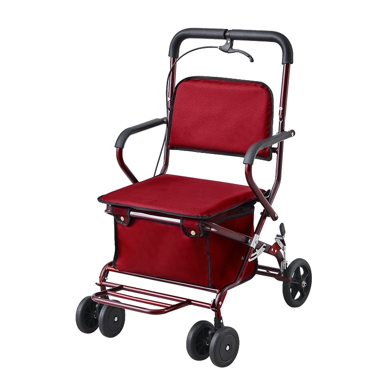 老人手推车可坐可折叠轻便款老年购物车L小推车买菜散步加宽加大