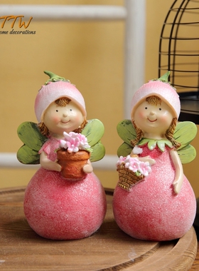 粉色糖心花d房仙子精灵树脂人物摆件闺蜜生日礼物桌面装饰油画质