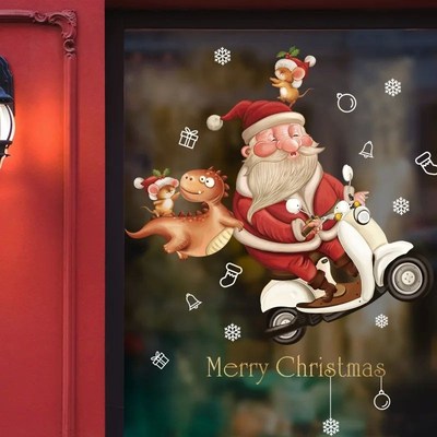 2024 Christmas Window Stickers Merry Christmas Santa Claus X