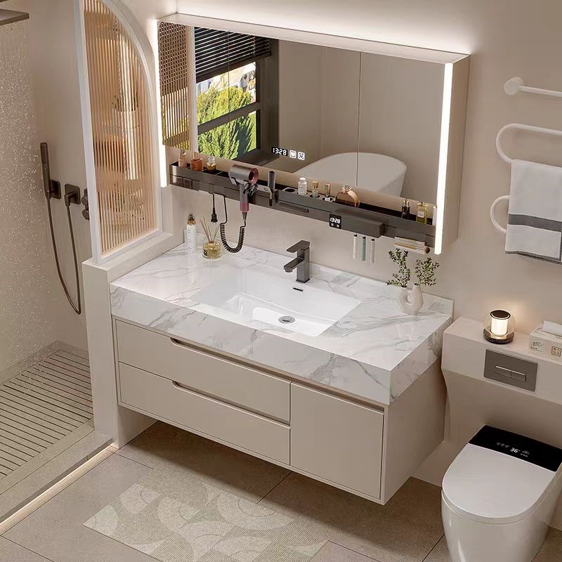 现代简约浴室柜组合岩r板无缝一体盆洗手间洗漱台洗脸盆洗手盆