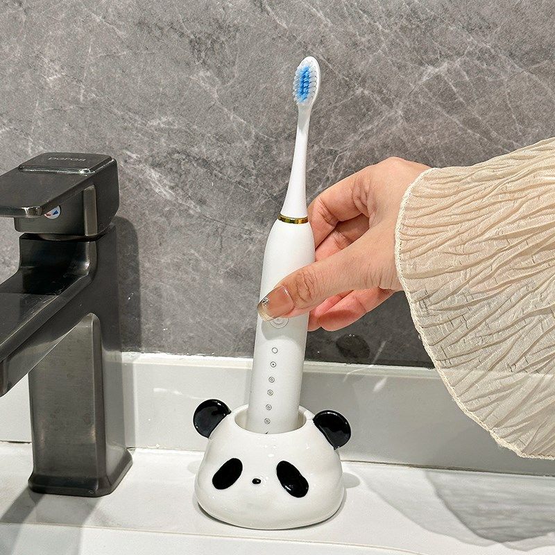熊猫洗漱台电动牙刷牙膏架浴室卫生间洗手台高级感轻奢陶瓷置物架