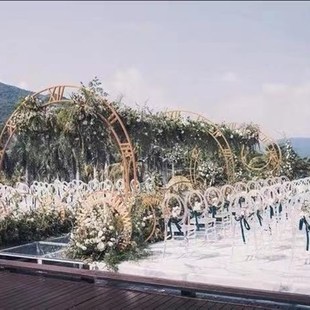 2019新款婚庆道具背景圆环双杆花门拱门架子单杆拱门圆弧形婚礼