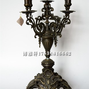 台灯 纯铜老式复古烛台样板间壁炉条案蜡烛台仿古董蜡台单只价