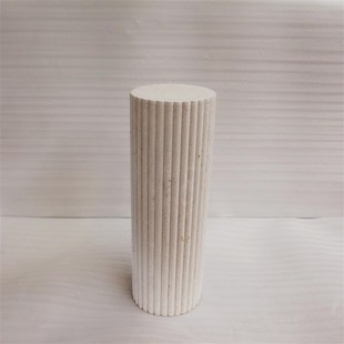 黄洞石开槽圆柱体雕塑台电视柜落地摆件底座酒店客厅装饰展示柱子