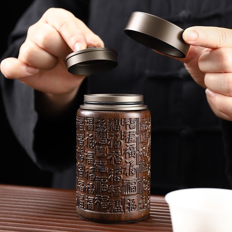 高端茶叶罐实木密封罐精致茶叶储存罐复古家用小号便携旅行茶罐子,餐饮具,茶叶罐,淘宝优惠券,粉丝福利购,淘宝优惠卷
