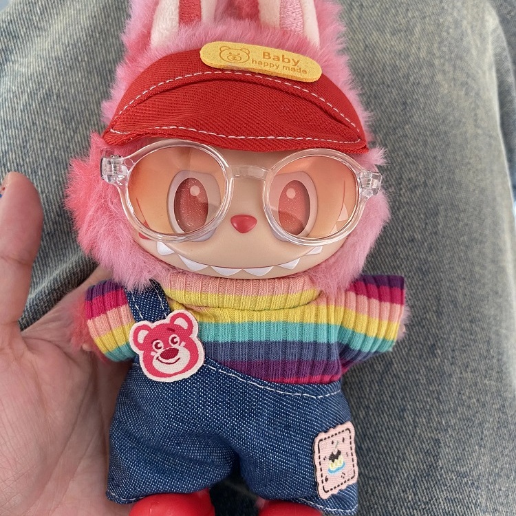 彩虹背带裤五件套labubu一代二代三代通用娃衣拉布布潮玩时髦衣服
