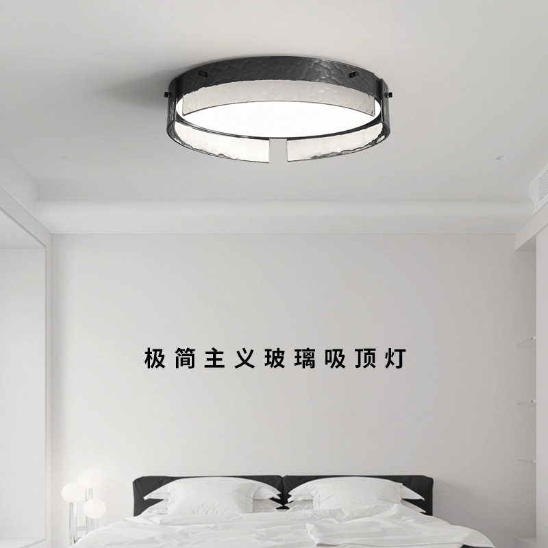 意式极简圆形卧室吸顶灯现代全铜玻璃LED灯北欧轻奢家用大气灯具