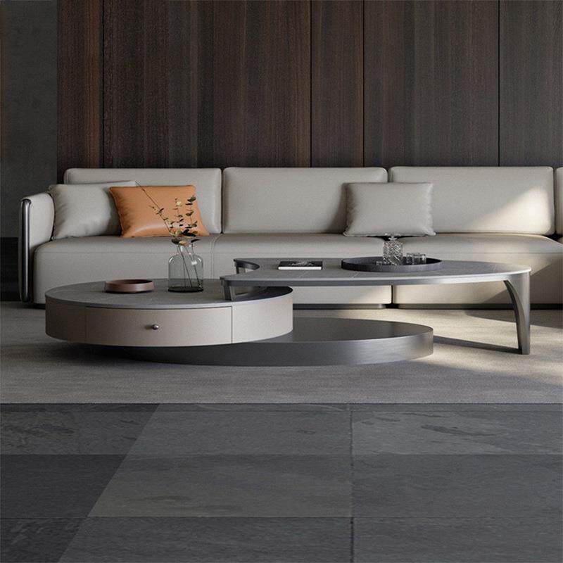 茶几客厅家用简约现代新款高端圆形茶几电视柜组合茶几轻奢现代