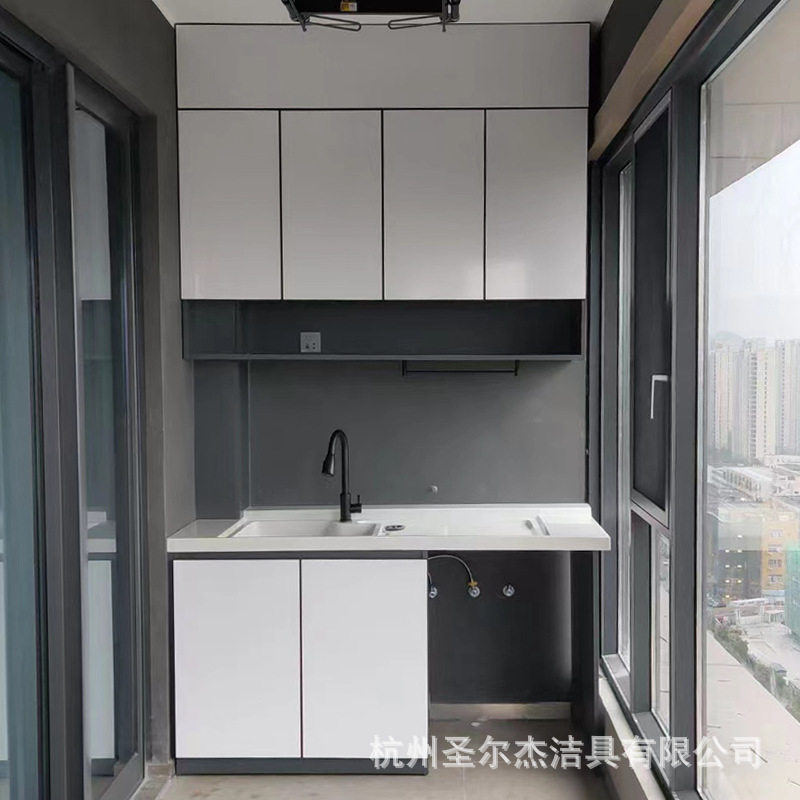 碳晶玻璃阳台柜洗衣机组合柜洗衣机烘干机一体盆双机叠放柜储物柜