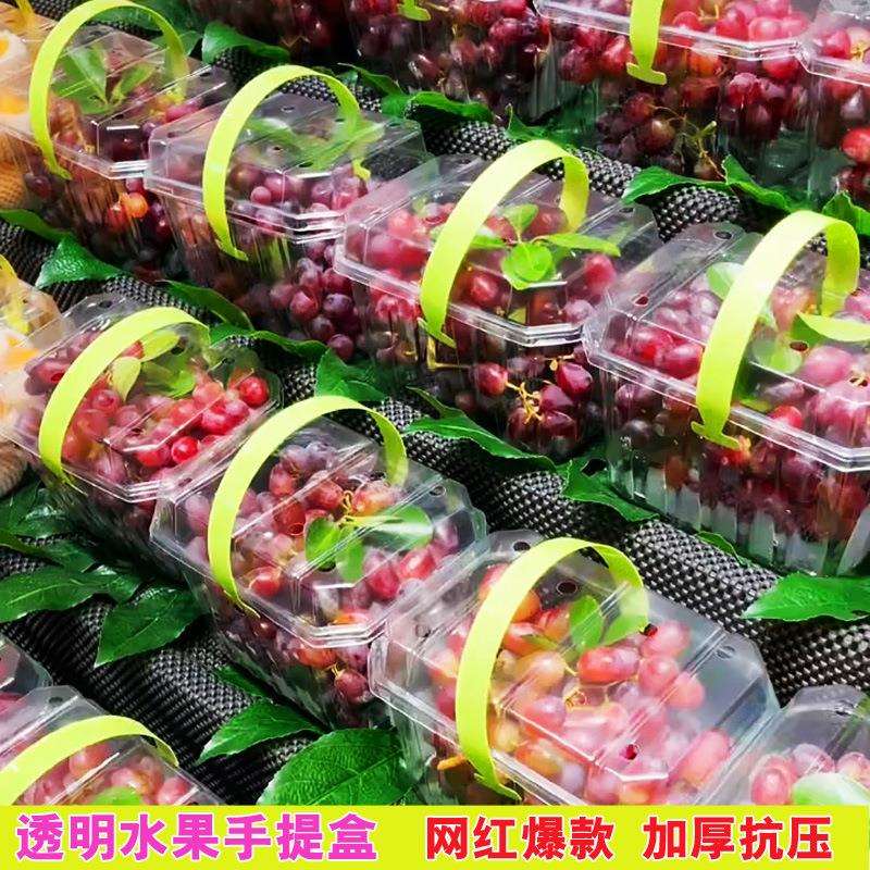 水果包装盒一次性草莓葡萄西梅2斤装打包盒网红手提透明塑料盒子