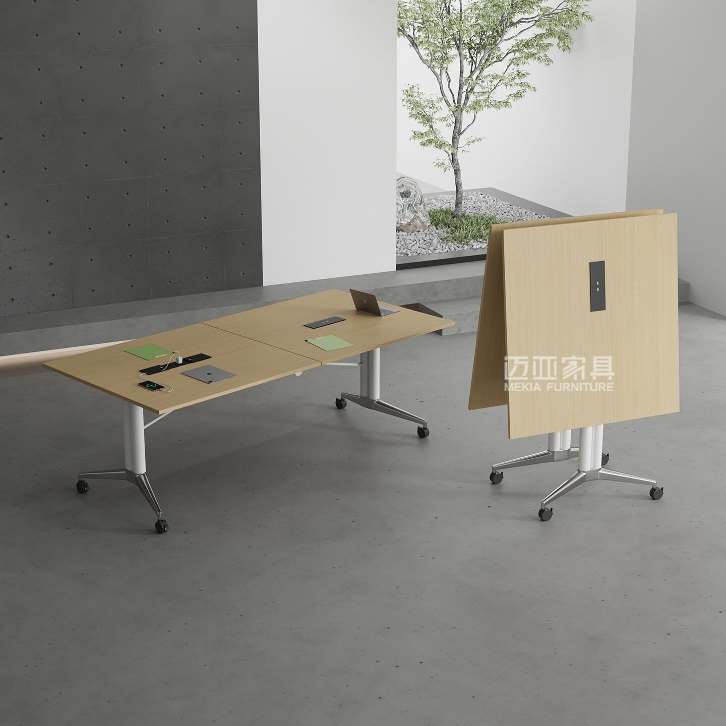 折叠会议桌长条桌培训机构书桌培训桌可移动拼办公桌商务办公桌