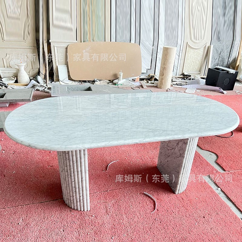 天然大理石餐桌现代简约设计师餐桌异型桌子别墅餐桌设计师款
