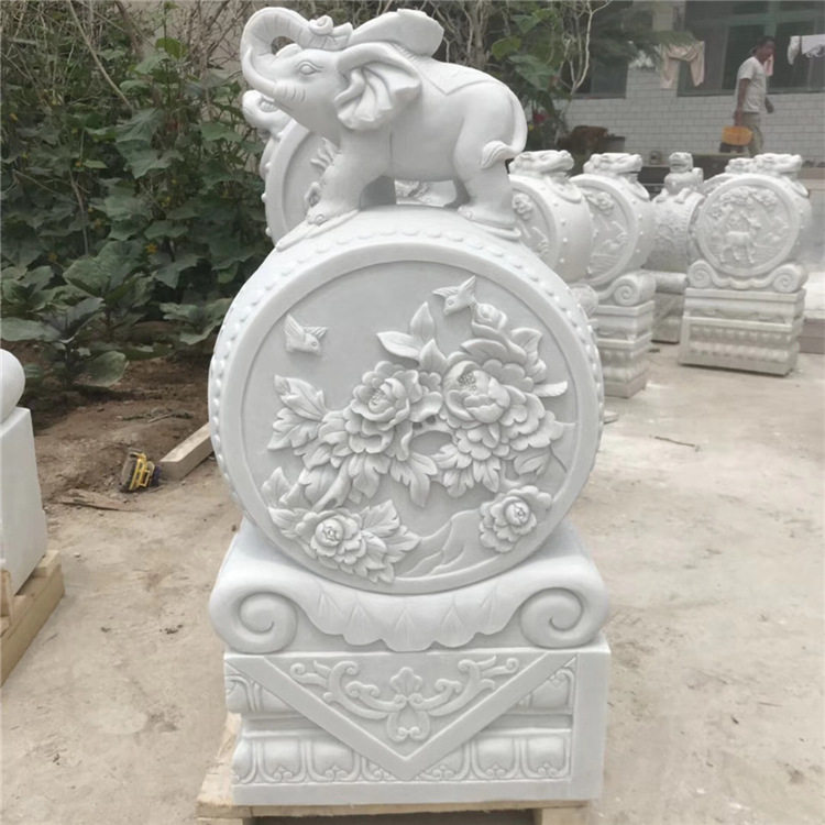 石雕门墩汉白玉仿古抱鼓石门口狮子石鼓酒店门鼓石头墩摆件