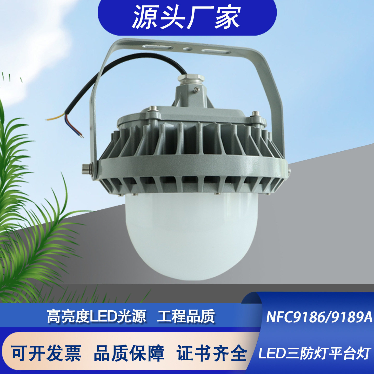 NFC9186LED三防平台灯防眩泛光灯NFC9189电厂发电站50W应急防爆灯