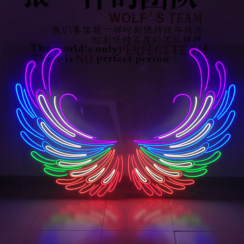 跨境热销天使的翅膀霓虹灯ins创意发光造型氛围灯爱情Angel翅膀