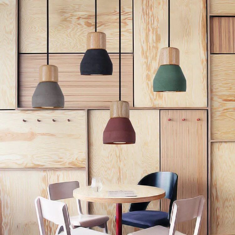 北欧咖啡厅餐厅吧台床头过道吊灯 工业风复古个性木艺水泥小吊灯