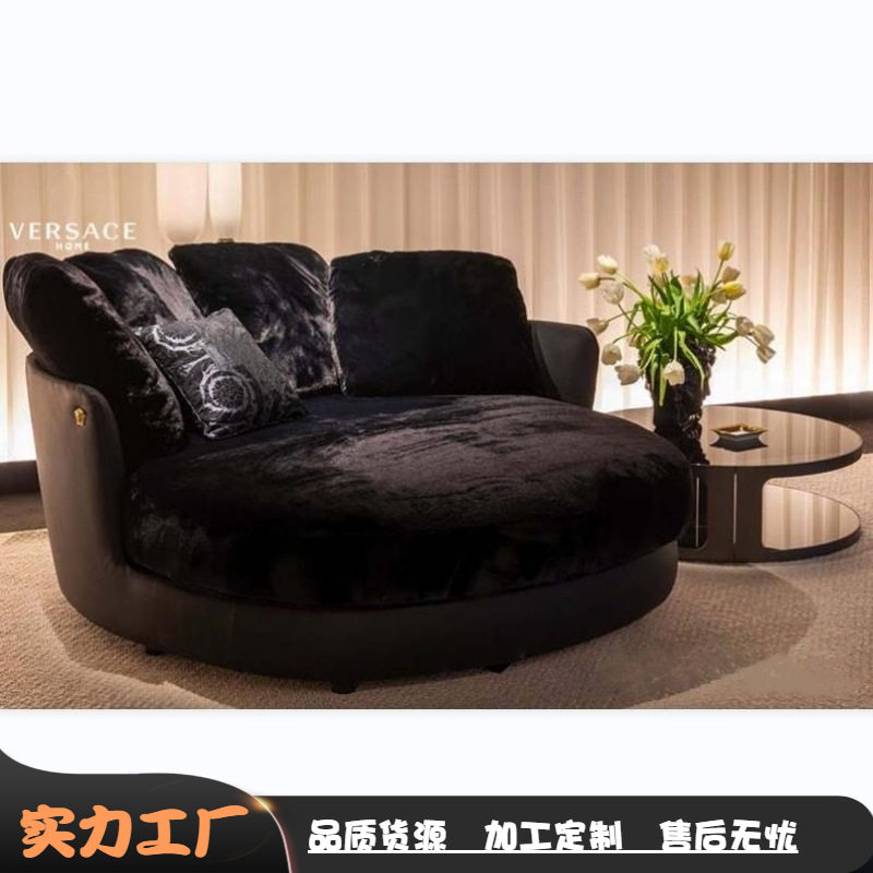 意式极简单人沙发椅客厅圆形躺椅别墅设计师款懒人休闲皮布艺沙发