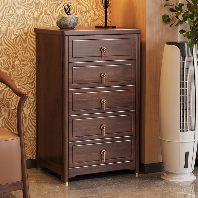新中式实木床头柜保险箱一体储物柜轻奢高级感带密码锁床边柜子