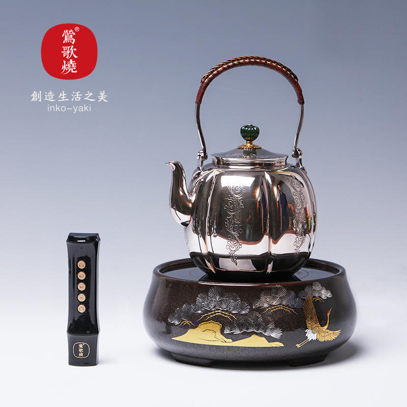 台湾莺歌烧电陶炉茶炉 金星松鹤长青煮茶炉家用静音泡茶烧水茶炉