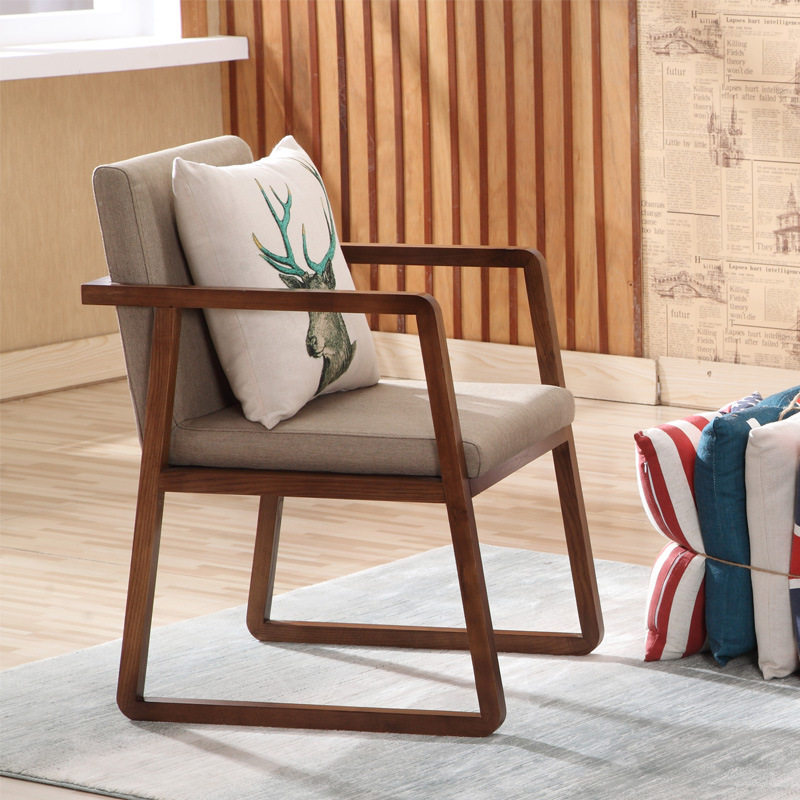 BJPYC31北欧实木餐椅咖啡餐厅休闲椅酒店会议椅书房现代布艺靠背