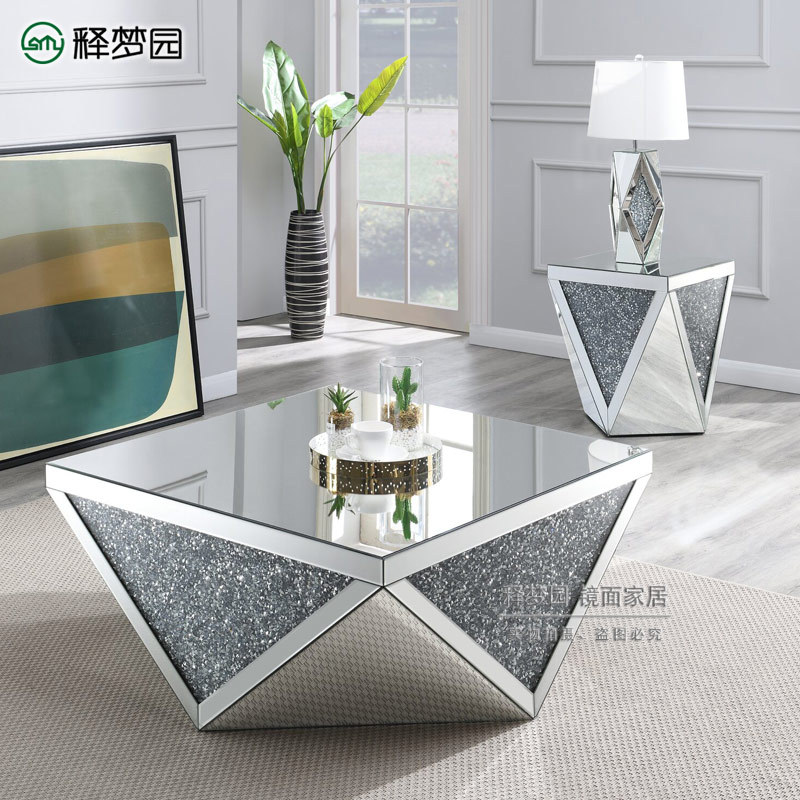 镜面茶几小户型家用现代客厅沙发边角几简约网红摄影道具茶几3064