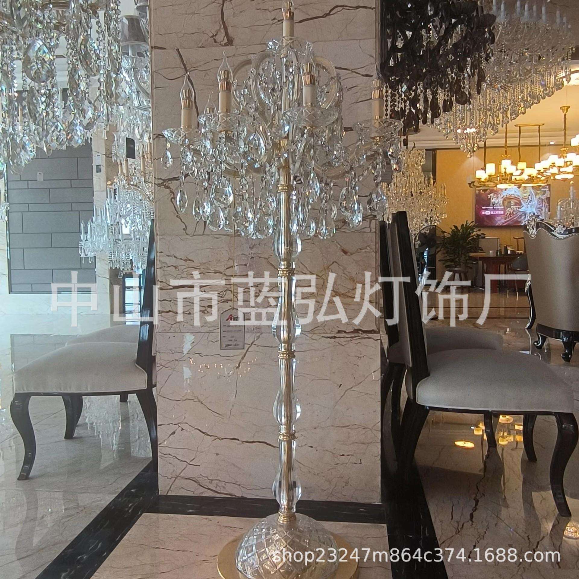 直销欧洲酒店装饰照明豪华水晶蜡烛地板灯具