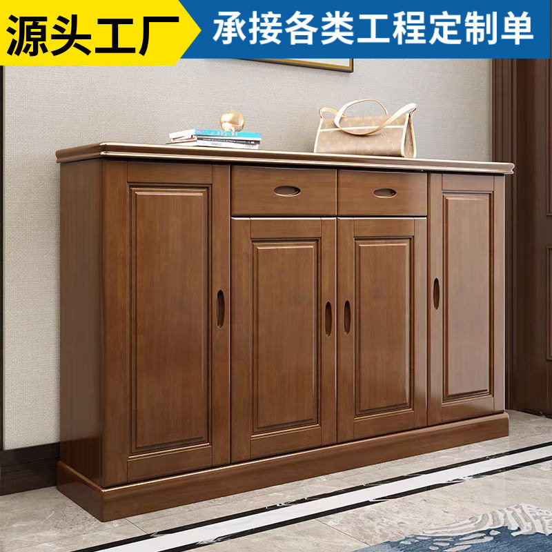 现代新中式实木橡木两三四门鞋柜家用门口收纳鞋架储物柜大容量