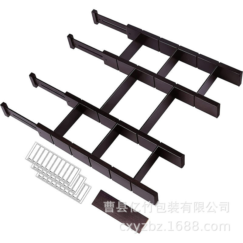 源头工厂 竹制伸缩隔板 抽屉整理分隔器 竹制伸缩条 收纳整理隔板