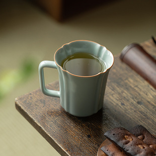 皓澜汝窑办公杯开片可养马克杯大容量咖啡杯办公室个人茶杯