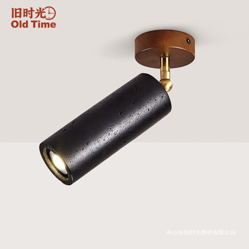 北欧个性玄关过道led射灯中古风无主灯客厅明装洞石筒灯吸顶灯具