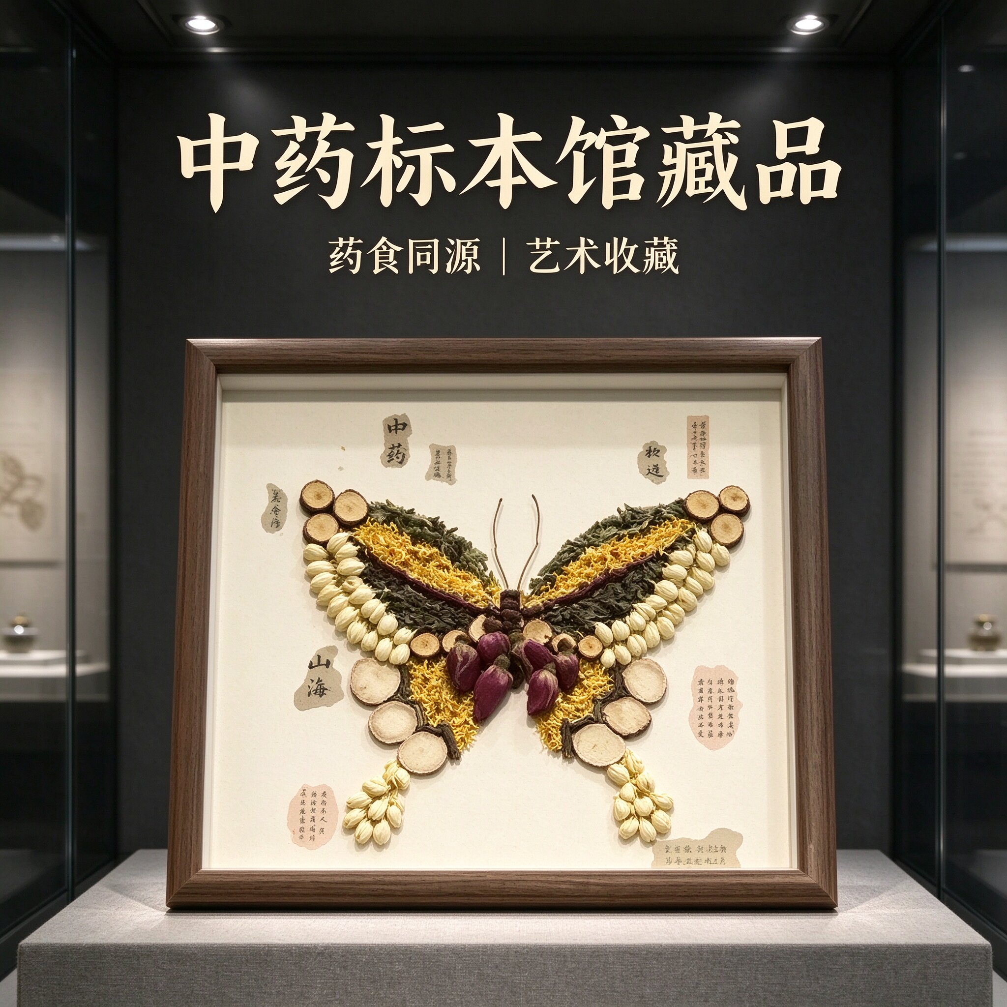 诊所装饰中医学生礼物养生展示柜装饰中药百草框道地药材标本