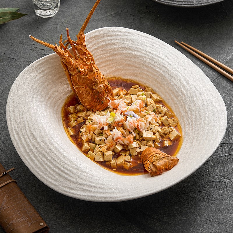 速发优格海瓷龙虾盘陶鲜姿造冰盘家用菜盘创意酒店餐具商用摆盘草