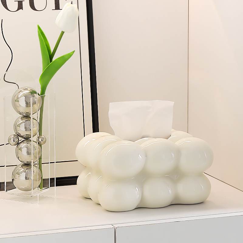 速发棉包花装纸巾盒奶油家居餐巾纸盒轻件简约桌面卫生纸盒茶几摆