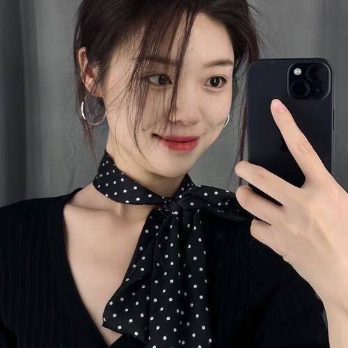 黑色波点丝巾轻奢高档女
