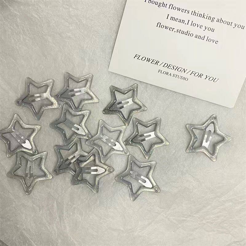 ins银色闪亮星星发夹~少女可爱星星bb发夹甜酷侧边刘海发卡发饰女