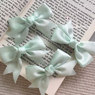 夏日清新薄荷曼波绿甜美蝴蝶结发夹可爱小众新款 鸭嘴夹发饰头饰