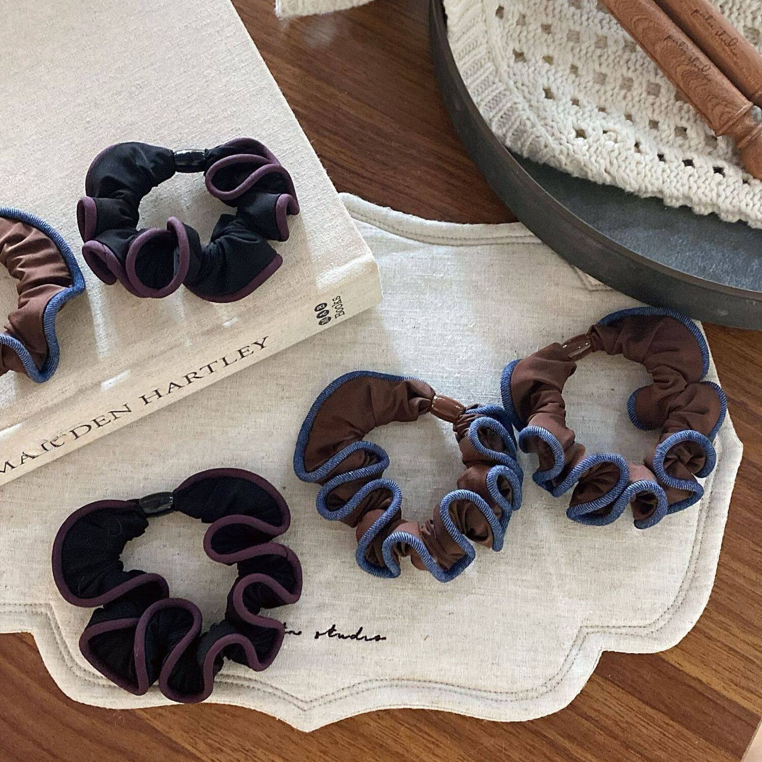 韩国秋冬新款咖色锁边布