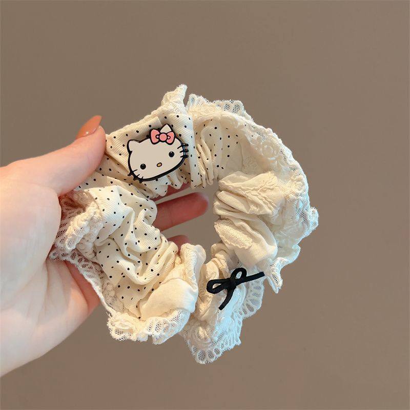 可爱Kitty头绳高级拼接设计发圈卡通少女扎马尾气质发绳甜美头饰