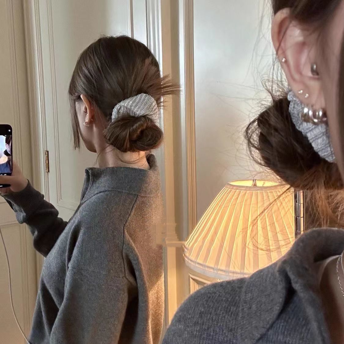 百搭大肠发圈头发秋冬毛线复古发饰发绳韩系丸子头绳皮筋气质马尾