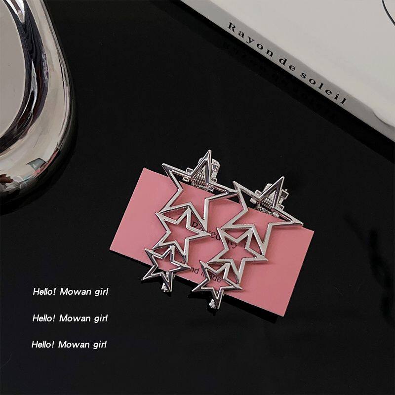 镂空金属星星发夹Y2K千禧辣妹甜酷碎发夹子刘海夹女前额发卡头饰