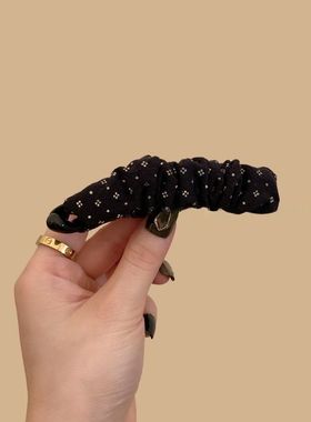 黑色波点发夹简约褶皱设计一字夹ins时尚复古少女马尾香蕉夹发卡