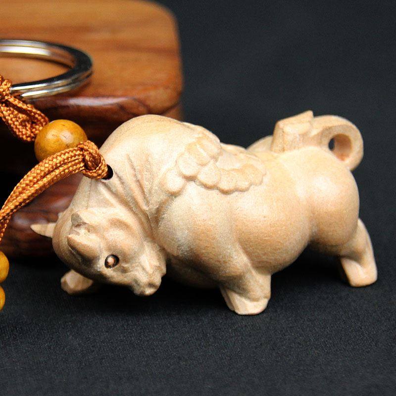 泰山福缘阁桃木立体十二生肖钥匙扣挂件木雕汽车饰品创意小礼品