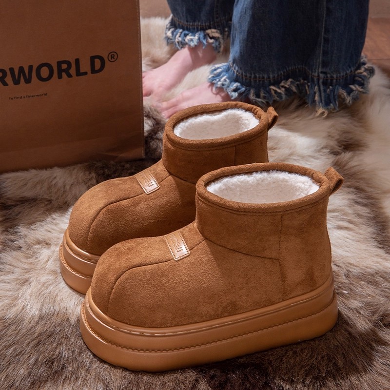 厚底保暖棉鞋女款2025新款冬季外穿防滑防臭加绒踩屎感棉拖鞋女款