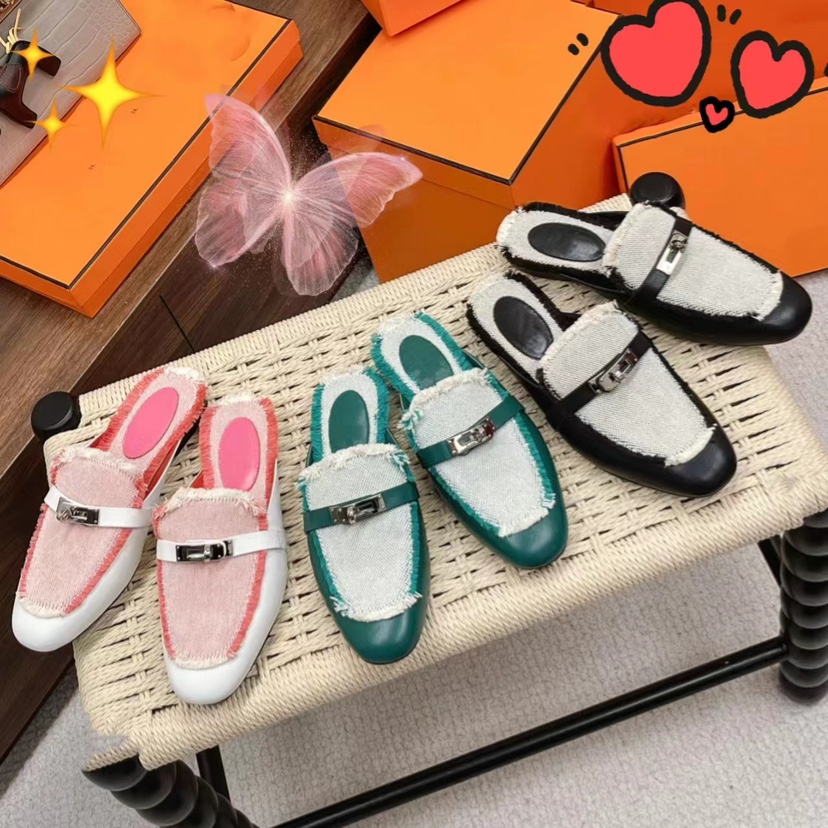 2025春夏新款真皮穆勒鞋女欧洲站包头拖鞋半托外穿时尚半拖乐福鞋