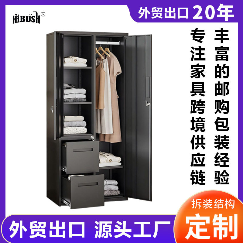 外贸工厂价2门2抽屉钢制更衣柜卧室带锁衣物收纳柜公寓酒店储物柜